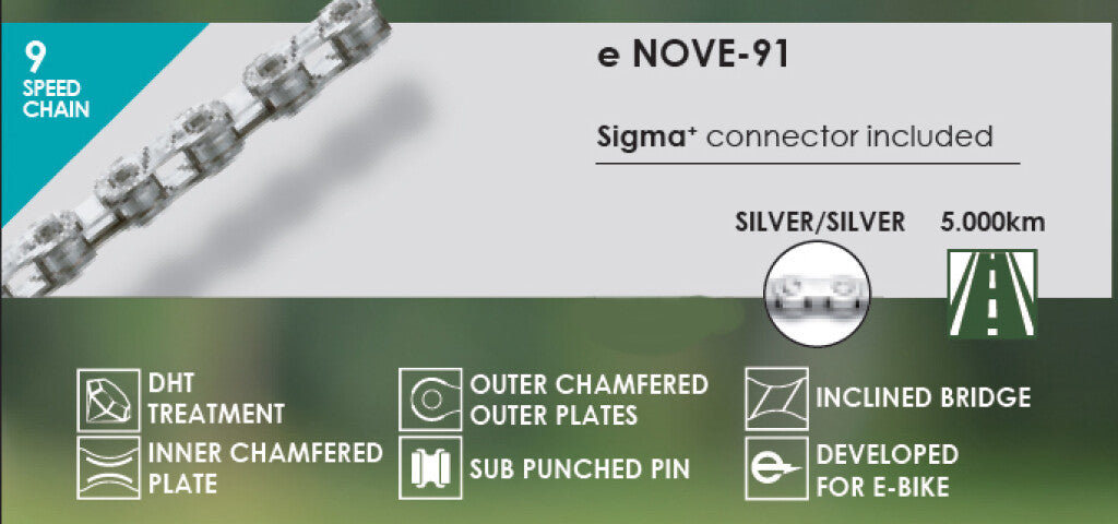 Buzaglo Taya Chain Nove-91 1 2x5 64x136 E-Bike, 9 Gänge, Silber