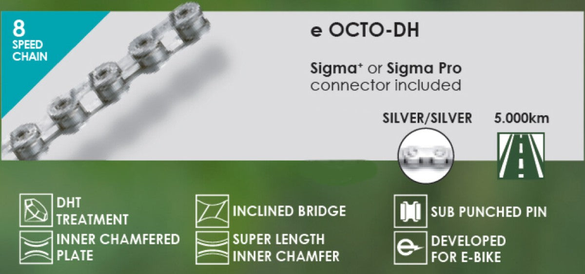 Taya Kette Octo-DH 1 2x3 32x136 E-Bike, 7-8 Gang, Silber