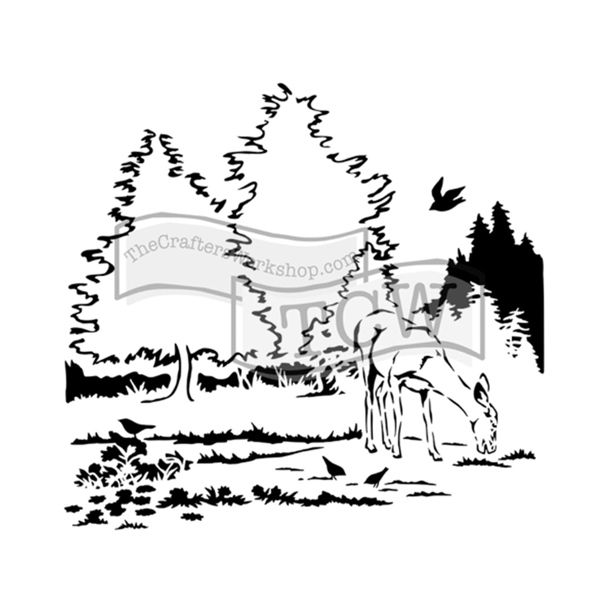 Die Werkstatt des Handwerkers • Vorlage 30x30cm Hirsch im Wald