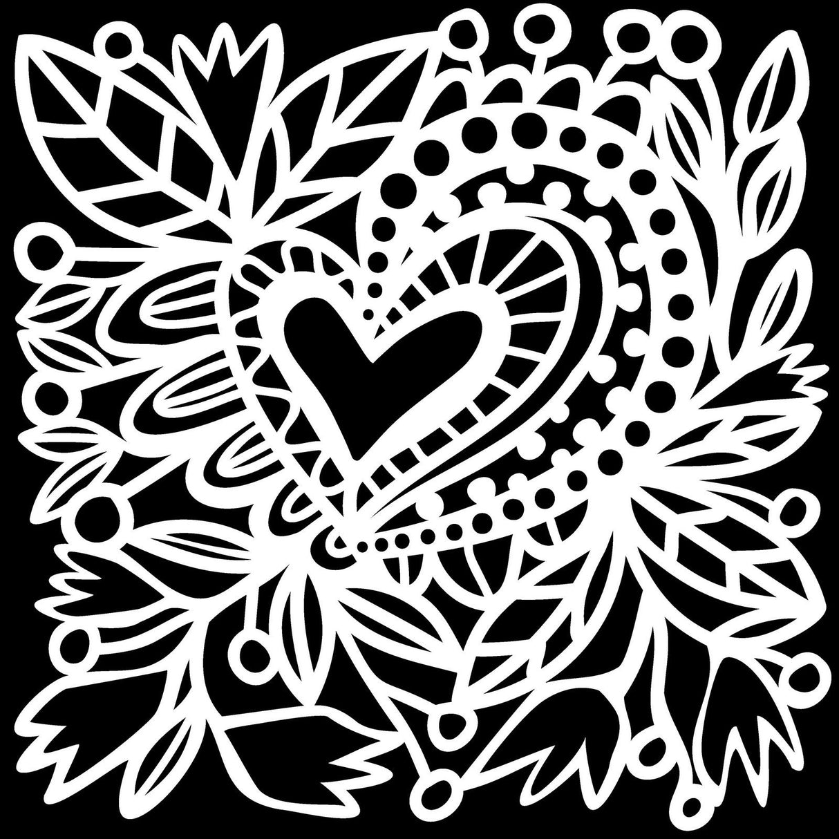 Die Werkstatt des Handwerkers • Schablone botanisches Herz 30,5 x 30,5 cm