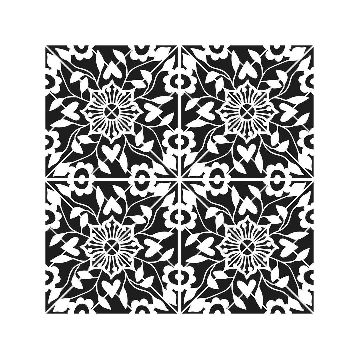 Die Werkstatt des Handwerkers • Schablonen-Schnörkelfliese 30,5 x 30,5 cm