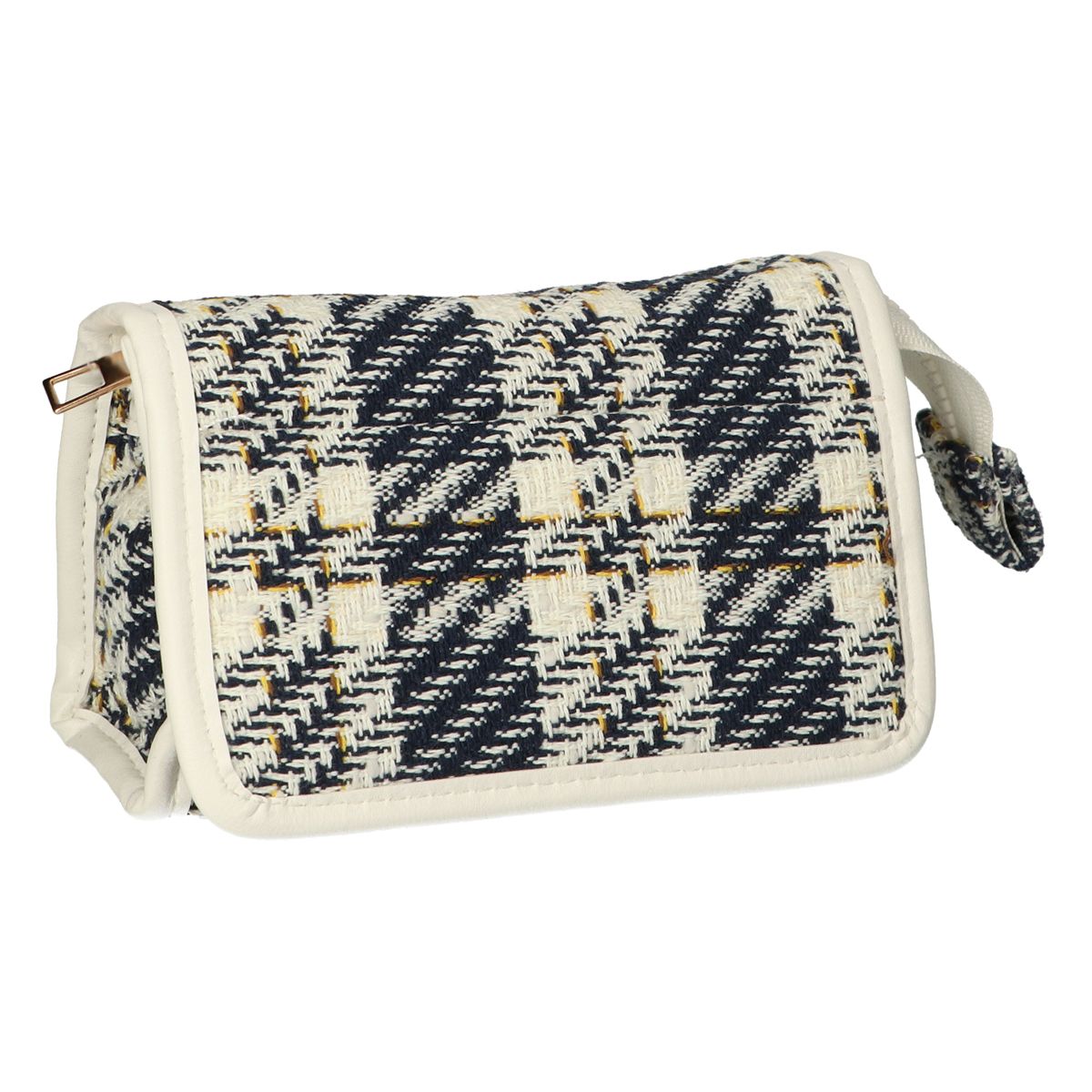Reisespiegeltasche mit Tweed-Karomuster, 16,5 x 11 cm