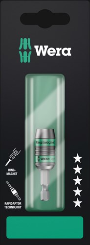 Wera 887 4 RR SB Rapidaptor Universal-Bithalter mit Ringmagnet, 1 4 Zoll x 57 mm – 1 Stück – 05073511001