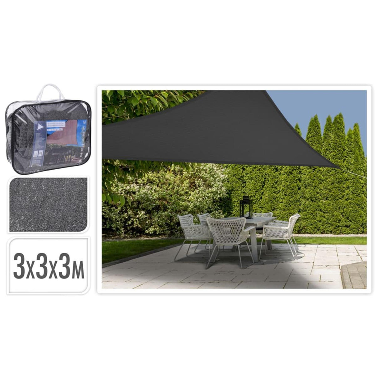 Prograrden Schattentuch dreieckig 3x3x3m dunkelgrau