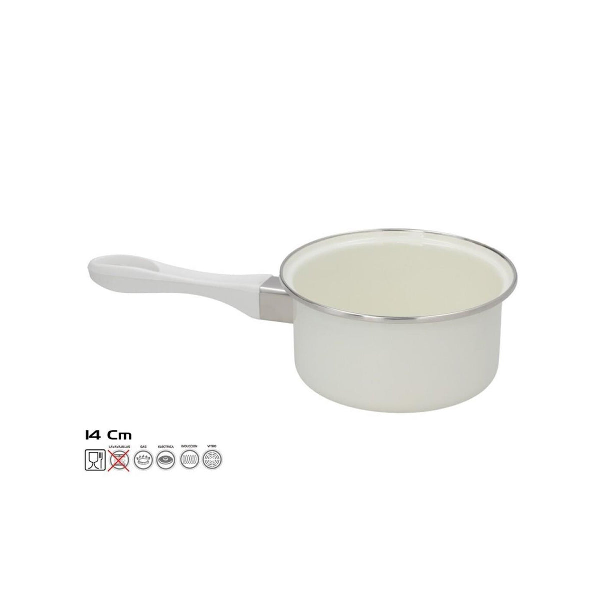 Steelpan 14cm geëmailleerd wit inductie