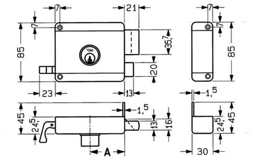 Yale 634-635 oplegslot | 1 toers met vaste buitencilinder | dm 60mm | draairichting 2. - 7225123