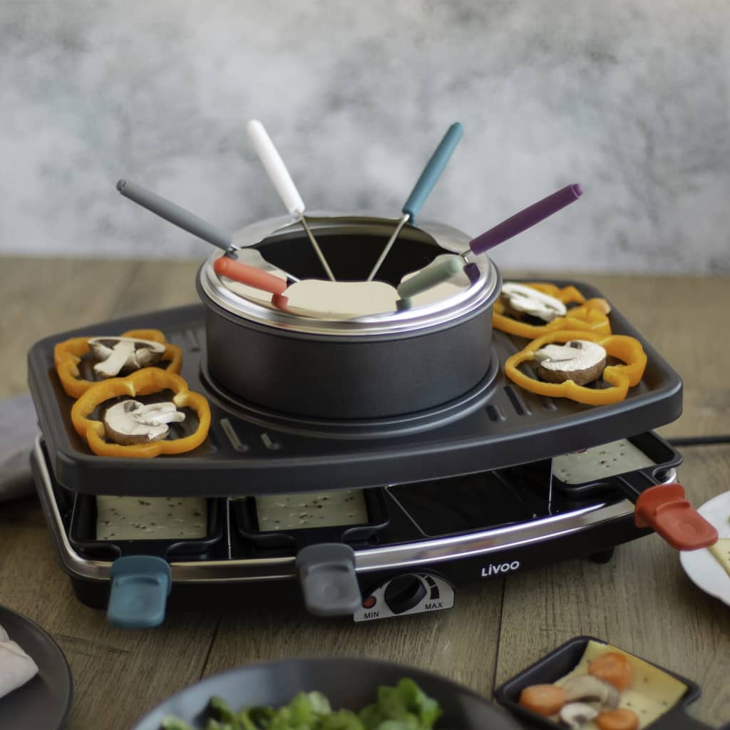 Livoo Livoo Gourmetel, Grillplatte und Fonden Set 3-in-1 8 Personen 1100 W