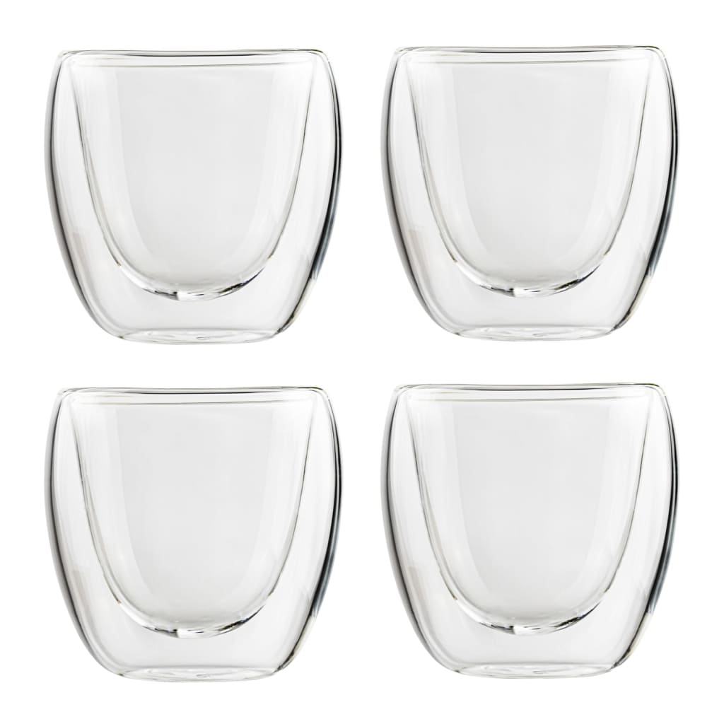 Hi Hi Espresso -Tassen doppelt gewaltet 4 St 80 ml transparent