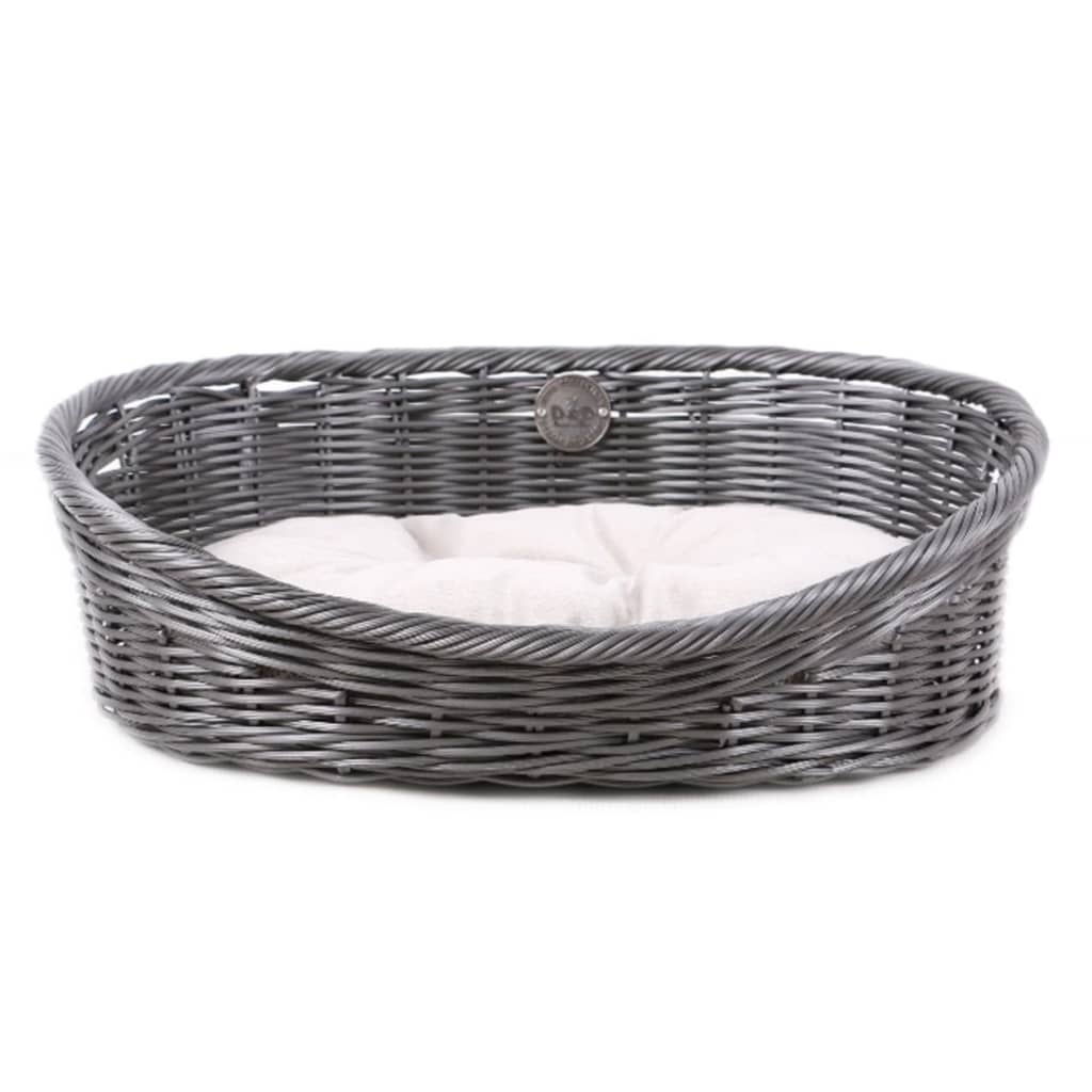 D d Haustierbett rustikal mit Kissen L Rattan Grey