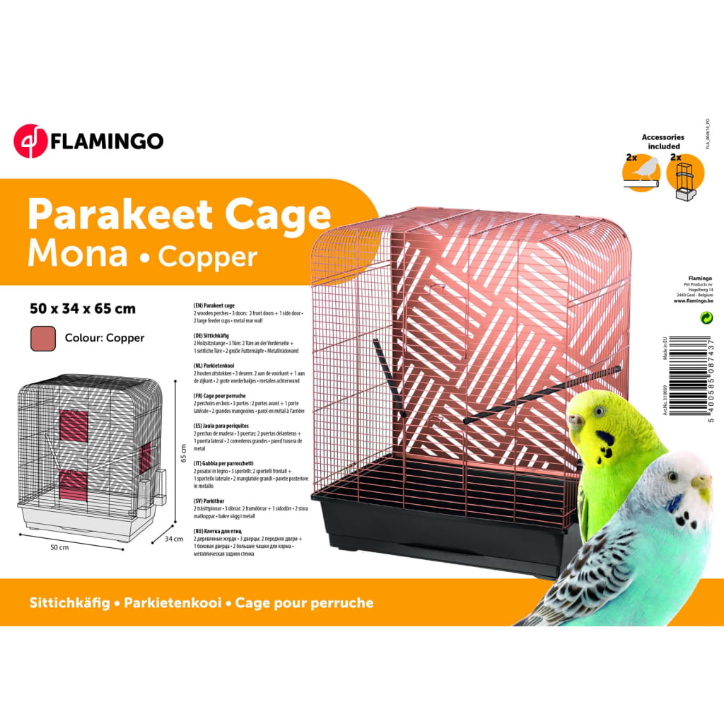 Flamingo Flamingo Grasparietenkooi Mona 50x34x65 cm Kupferfarbe
