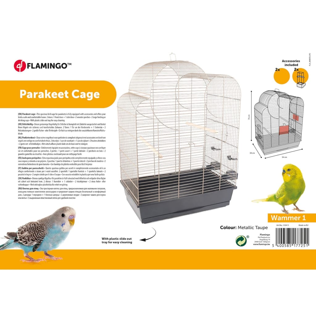 Flamingo Flamingo Shotet Cage Worker 1 54x34x75 cm Metallic Taupe