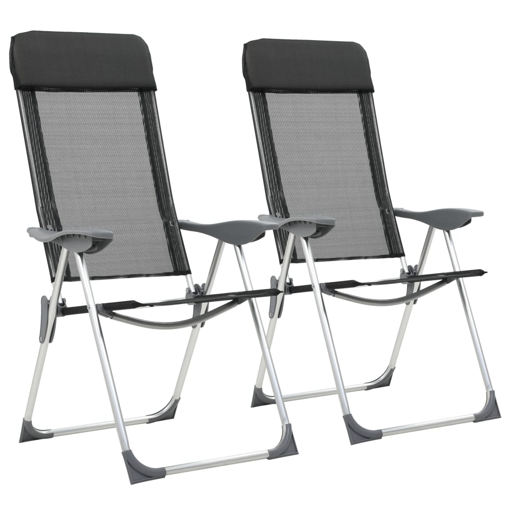 Vidaxl Campingstühle faltbare Aluminiumschwarz 2 Sts