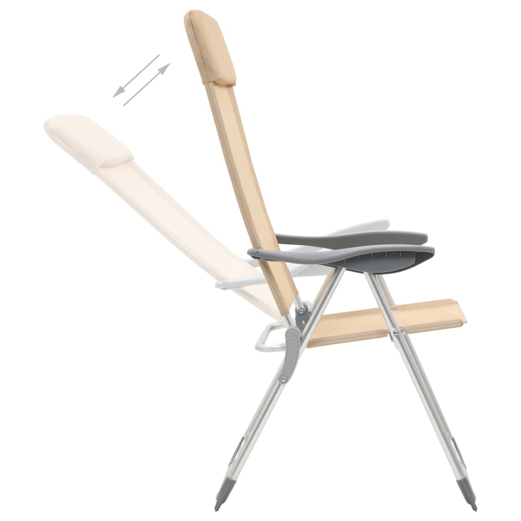 Vidaxl Campingstühle 2 PCs Klapper Aluminiumcreme Weiß