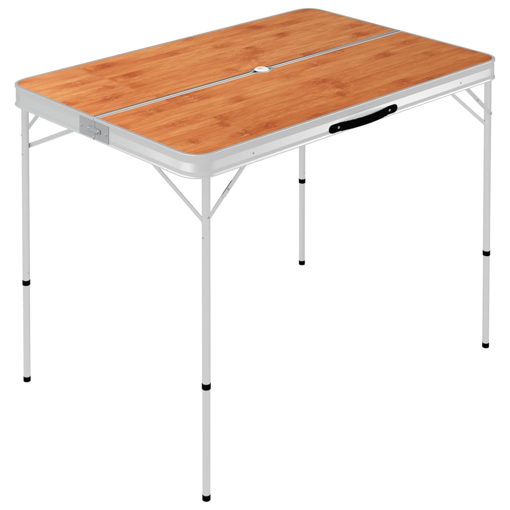 Vidaxl Camping -Tisch faltbar mit 2 Bänken Aluminiumbraun
