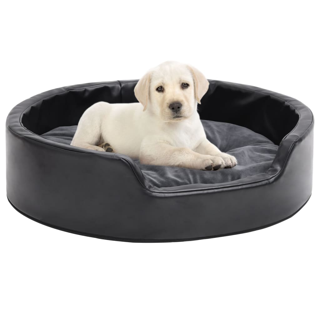 Vidaxl Hundekorb 69x59x19 cm Plüsch und künstliches Leder schwarz und dunkelgrau