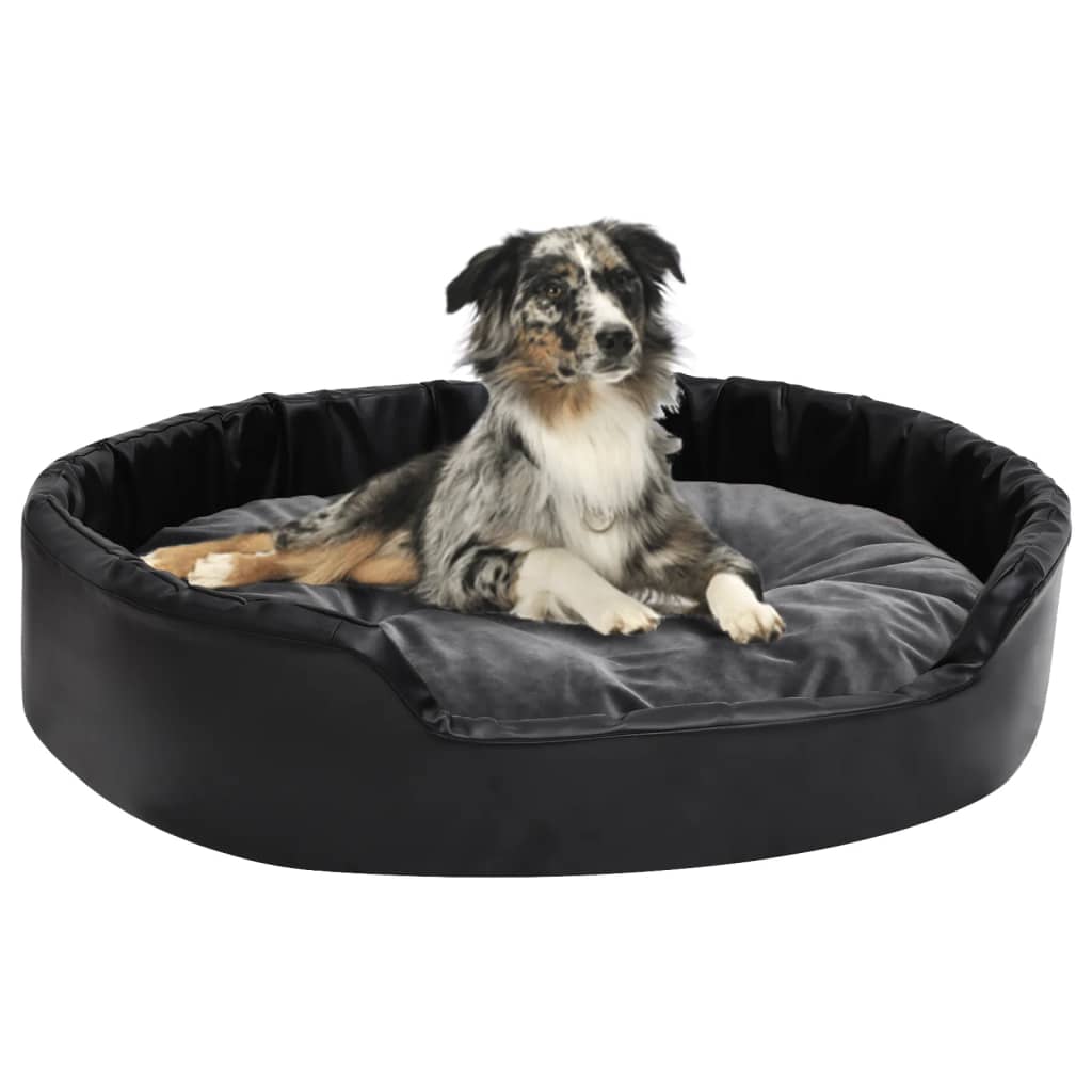 Vidaxl Hundekorb 90x79x20 cm Plüsch und künstliches Leder schwarz und dunkelgrau