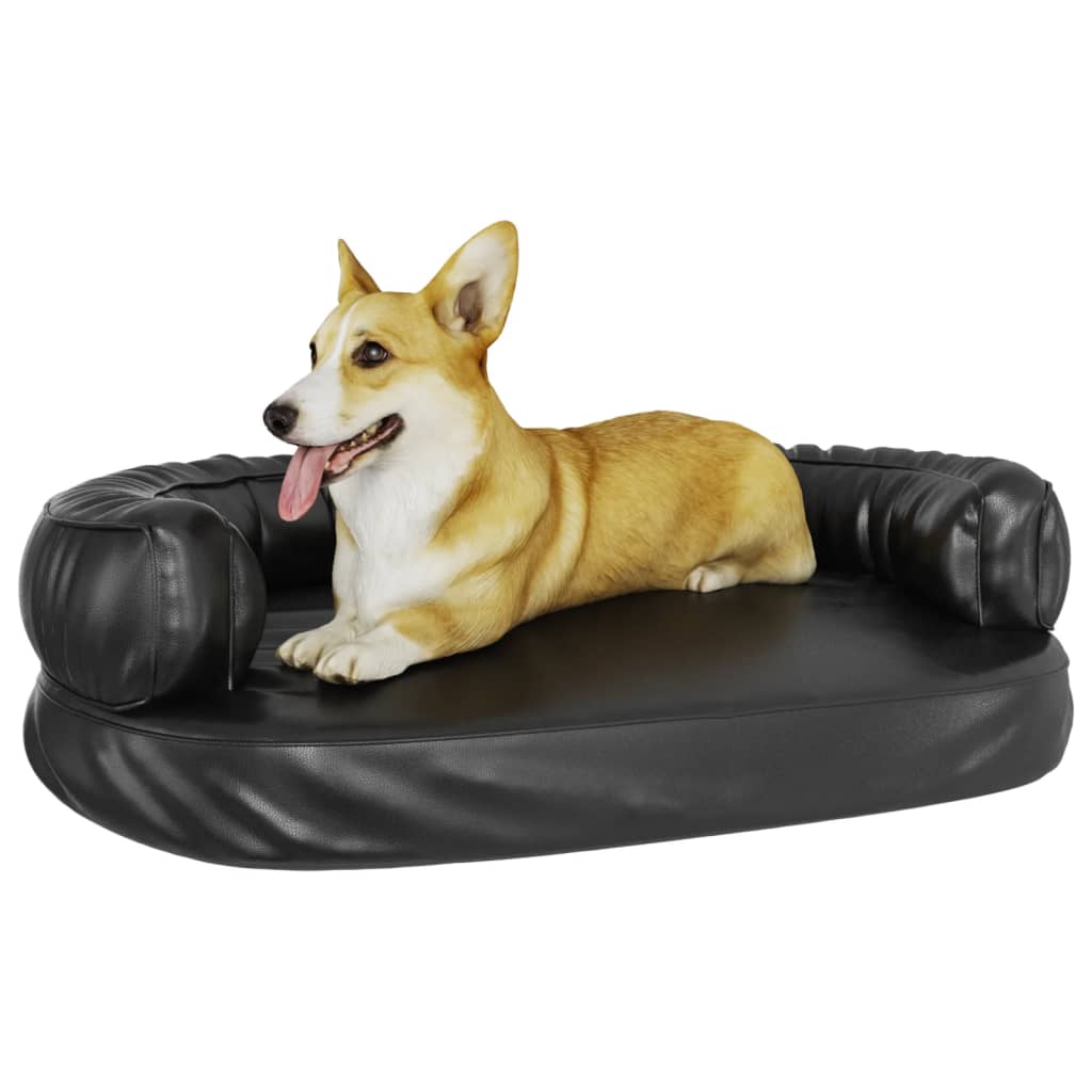 Vidaxl Hundekorb mit ergonomischem Schaum 88x65 cm künstliches Leder schwarz
