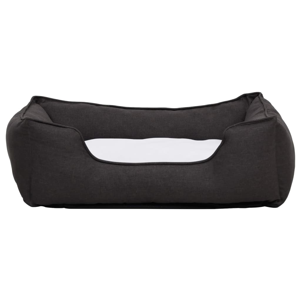 Vidaxl Hundekorb Leinen Look 85.5x70x23 cm Fleece Dunkelgrau und Weiß