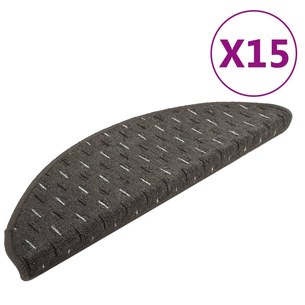 VIDAXL -Treppenmatten 15 ST 56x17x3 cm Anthrazit -ausgelöst