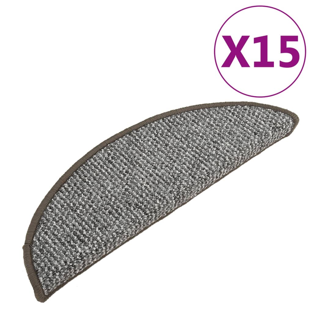 Vidaxl -Treppenmatten 15 ST 65x21x4 cm Grau