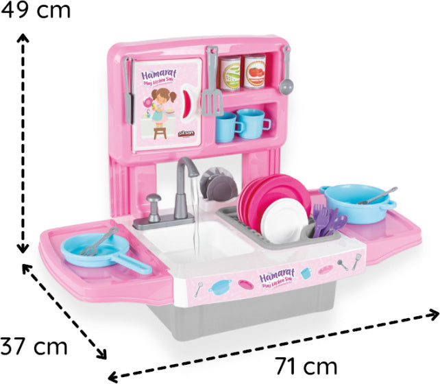 Pilsan Hamarat Spielzeugküche mit Wasserhahn Rosa 39-piefe