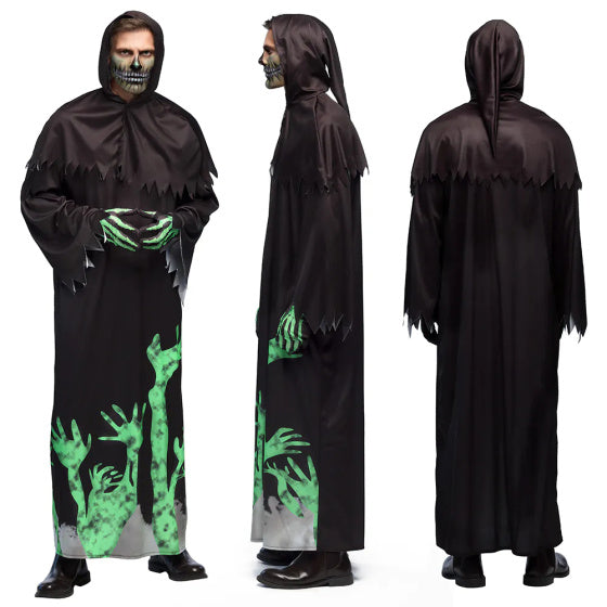 Boland leuchtende Schnitterkostüm Männer Schwarzgrün Größe 58 60 (xxl)