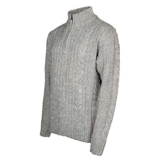 Lebenslinie Marcel Pullover Strick halb Zip Männer hellgrau Größe xxl