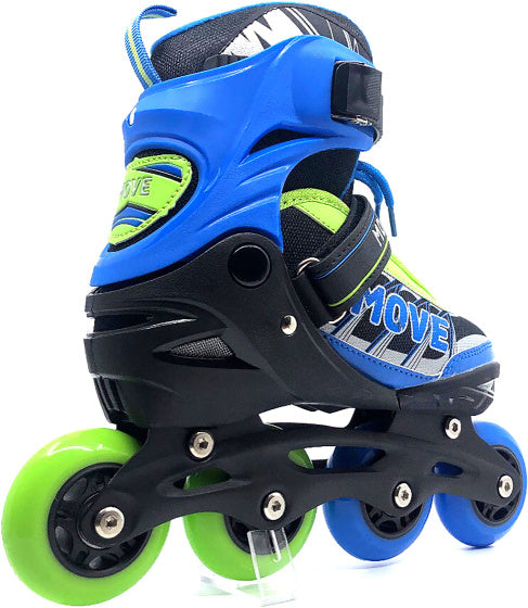 Move Inline Skates Fast Semi-Softboat Verstellbares blau Grün Größe 34-37