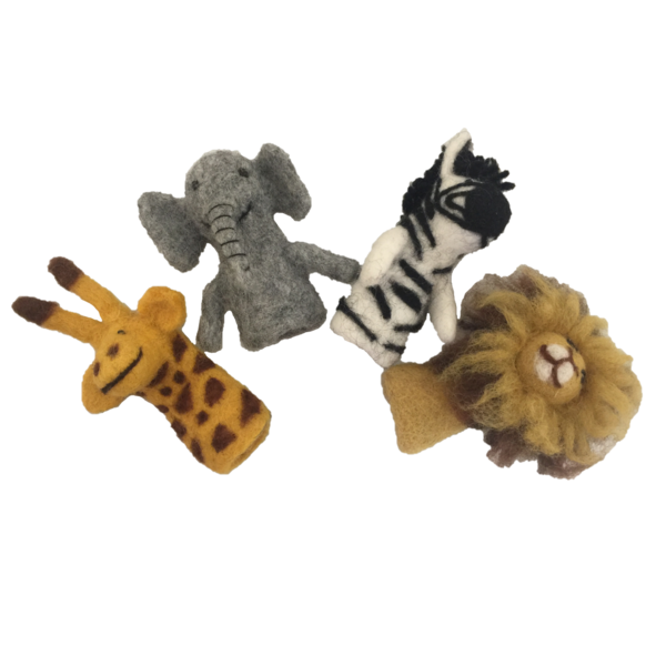 Papoose -Spielzeug Papoose -Spielzeug afrikanische Tierfingerpuppen 4pc
