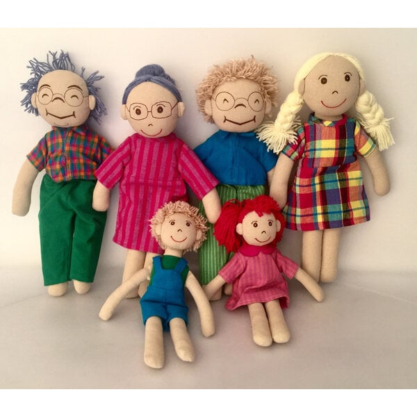 Papoose Toys Papoose Toys Kaukasische Familien -Stoffpuppen
