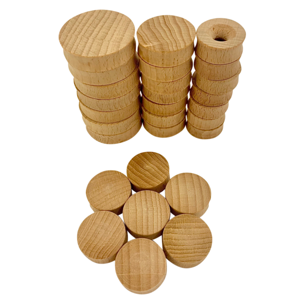 Papoose Toys Papoose Toys Mini Natural Runden 28pc