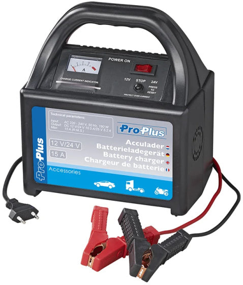 Proplus Batterie Ladegerät 12 24 Volt 15 Ampère 30-300 Ah Schwarz