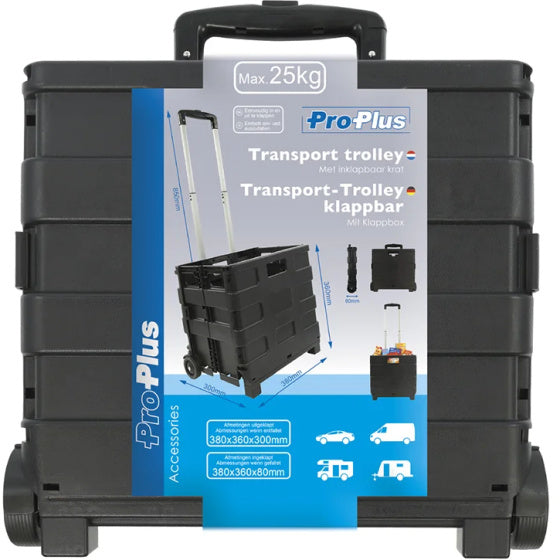 Proplus -Gepäckwagen mit Faltkiste 40 Liter 25 kg schwarz