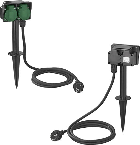 Proplus Garden Socket Schuko 2-fach 2 Meter 3x2,5 mm² Schwarz