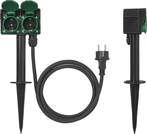 Proplus Garden Socket Schuko 2-fach 2 Meter 3x2,5 mm² Schwarz