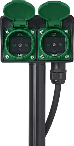 Proplus Garden Socket Schuko 2-fach 2 Meter 3x2,5 mm² Schwarz