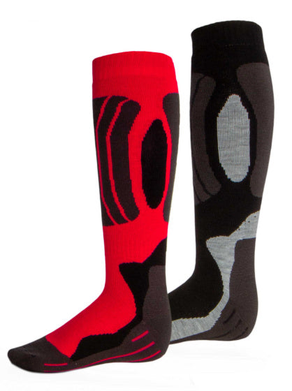 Rucanor Svindal Ski Socken 2-Pack Unisex Black Red Größe 35-38
