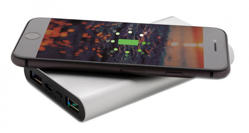 XD Collection Powerbank Wireless 10.000 mAh 12,5 cm Alu Silber