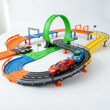 Speelgoedracebanen en autos race tracks