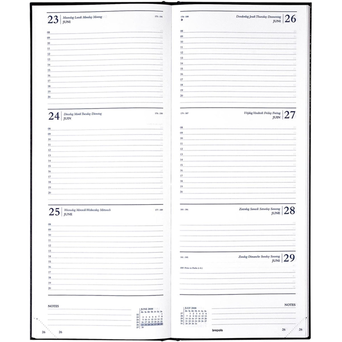 Brepols Schreibtischkalender Saturnwoche 2027 Lima schwarz 13x21cm