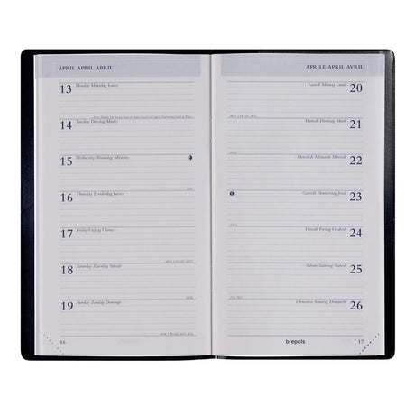 Brepols zakagenda breplan week 2027 seta zwart blauw rood 9x16cm