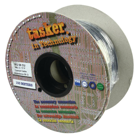 Tasker tasr-rg58cu Koaxialkabel auf Rolle RG58 5,0 mm 100 m schwarz