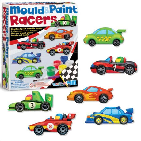 4 m Basteln – Gießen und Bemalen – Rennwagen – kreatives Spielzeug – Gips-Hobbypaket – 5+