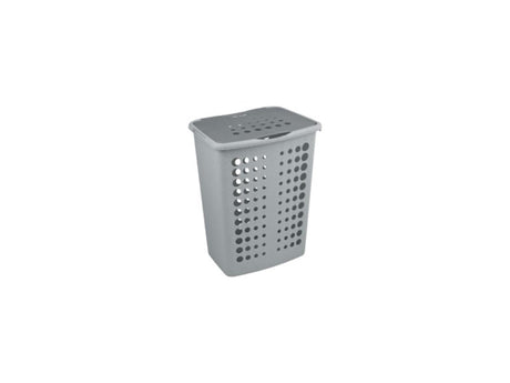 Curver Victor Wäschebox mit Deckel 60 Liter Silber Anthrazit 24x45x57cm