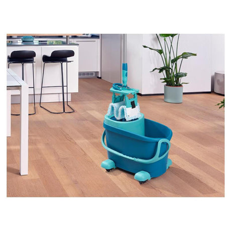 Leifheit Clean Twist M Bodenwischer Ergo Set Klett mobil – Komplettsystem mit Rollen