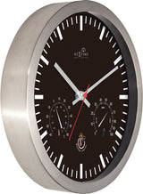 Nextime ne-90513zw Wanduhr + Wetterstation 25cm schwarz RC Aluminium