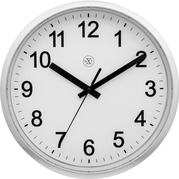 Nextime nexttime nx-7307zi-v2 wanduhr nxt diam. 25,5cm Kunststoff silber, weißes Zifferblatt, #039;robust #039; stille Uhr