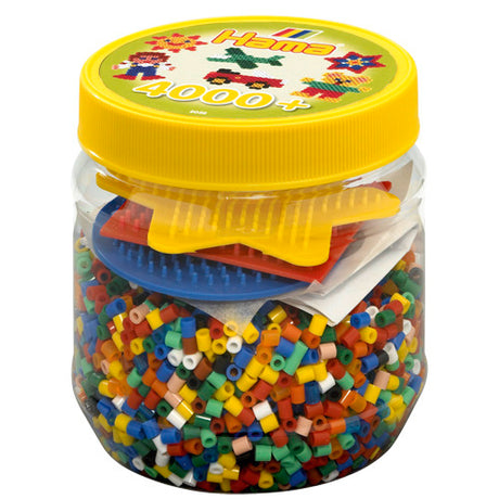 Hama Bügelperlen in Tonnen 4000 Stück + 3 Grundplatten