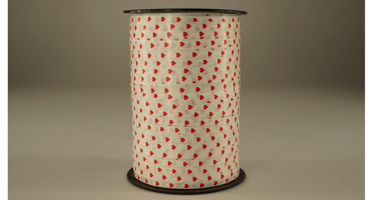 Krullint hart 10 mm x 225 m wit-rood