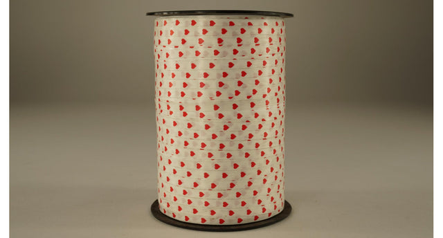 Krullint hart 10 mm x 225 m wit-rood